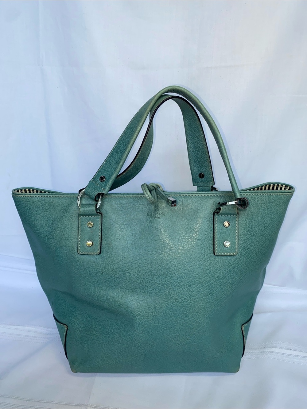 kate spade Turquoise Green Leather Tote Shoulder Bags with Top Handles